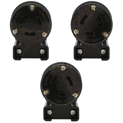 AC WORKS® [ASEL520R] NEMA L5-20R 20A 125V 3-Prong Elbow Locking Female Connector With UL, C-UL Approval