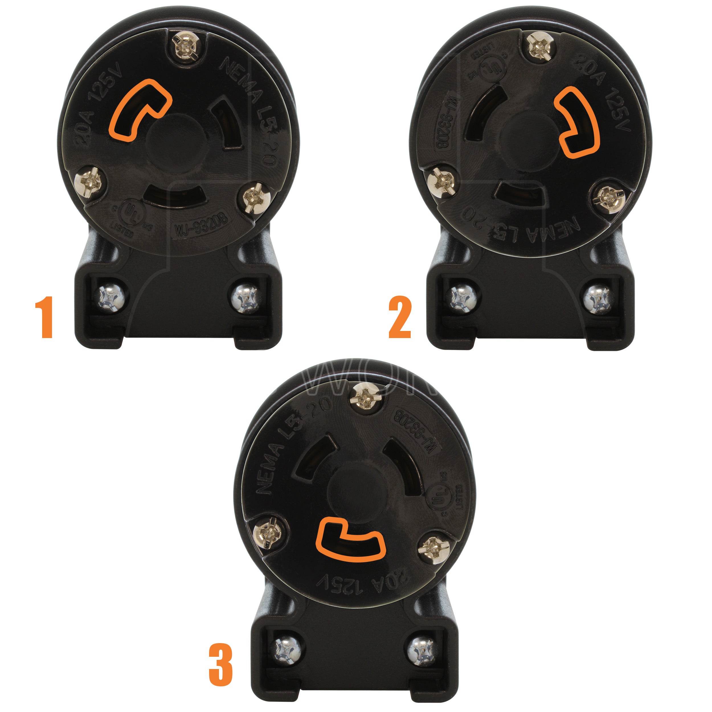 3 different angle positions for connector