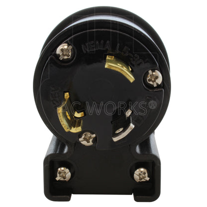 AC WORKS® [ASEL530P] NEMA L5-30P 30A 125V 3-Prong Elbow Locking Male Plug With UL, C-UL Approval