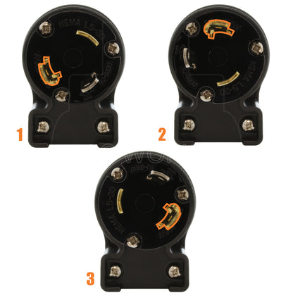 3 different angle positions for plug