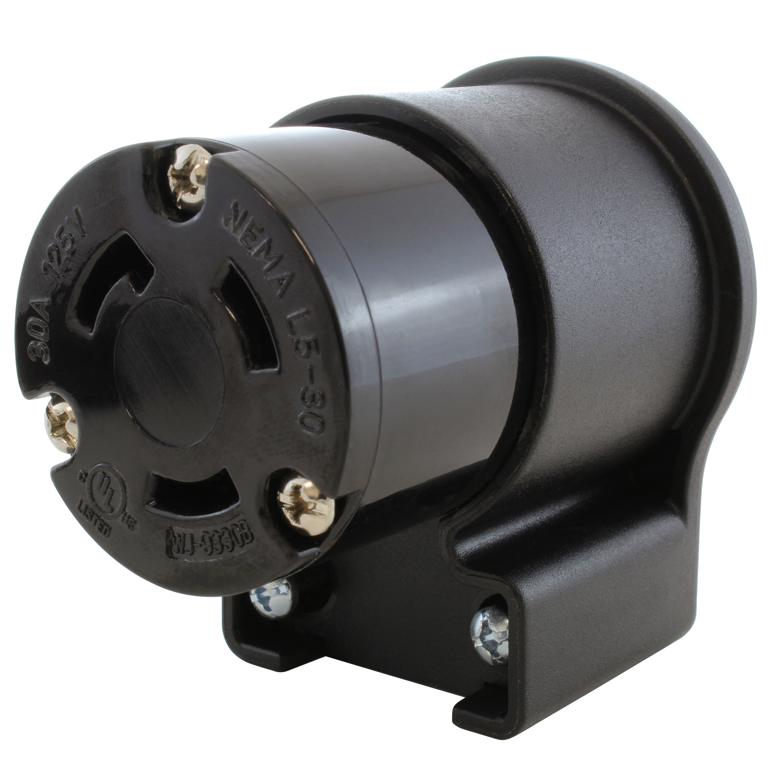 AC WORKS® [ASEL530R] NEMA L5-30R 30A 125V 3-Prong Elbow Locking Female Connector With UL, C-UL Approval