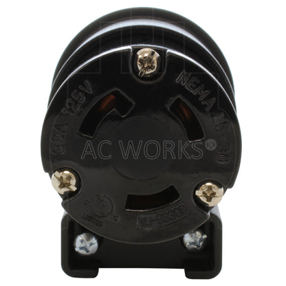 AC WORKS® [ASEL530R] NEMA L5-30R 30A 125V 3-Prong Elbow Locking Female Connector With UL, C-UL Approval