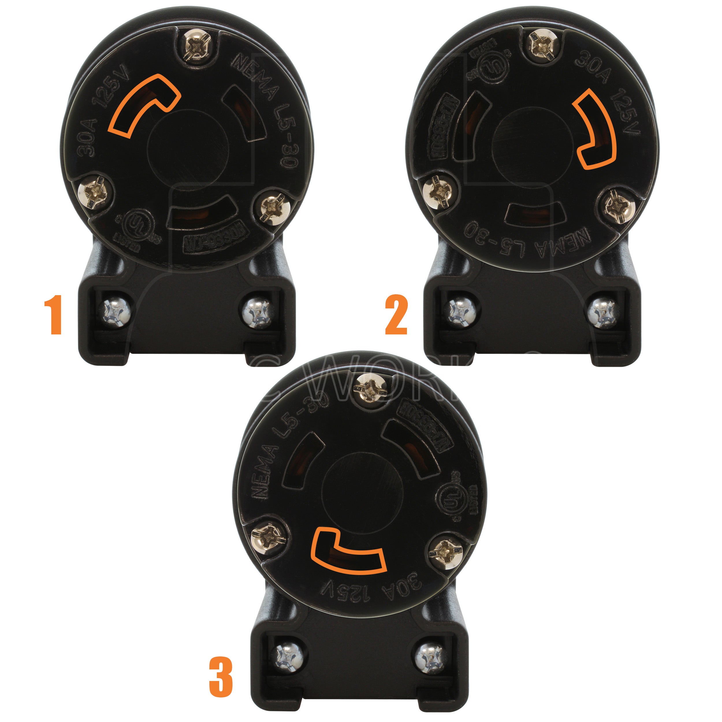 3 different angle positions for connector