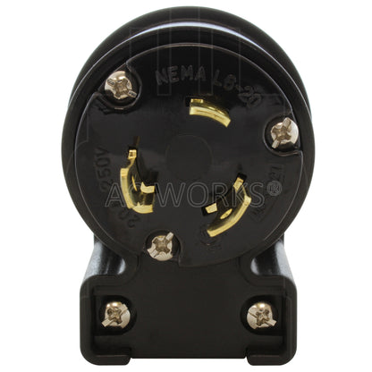 AC WORKS® [ASEL620P] NEMA L6-20P 20A 250V 3-Prong Elbow Locking Male Plug With UL, C-UL Approval
