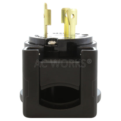 AC WORKS® [ASEL620P] NEMA L6-20P 20A 250V 3-Prong Elbow Locking Male Plug With UL, C-UL Approval