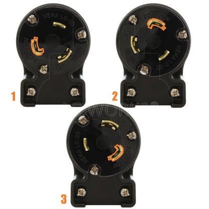 3 different angle positions for plug
