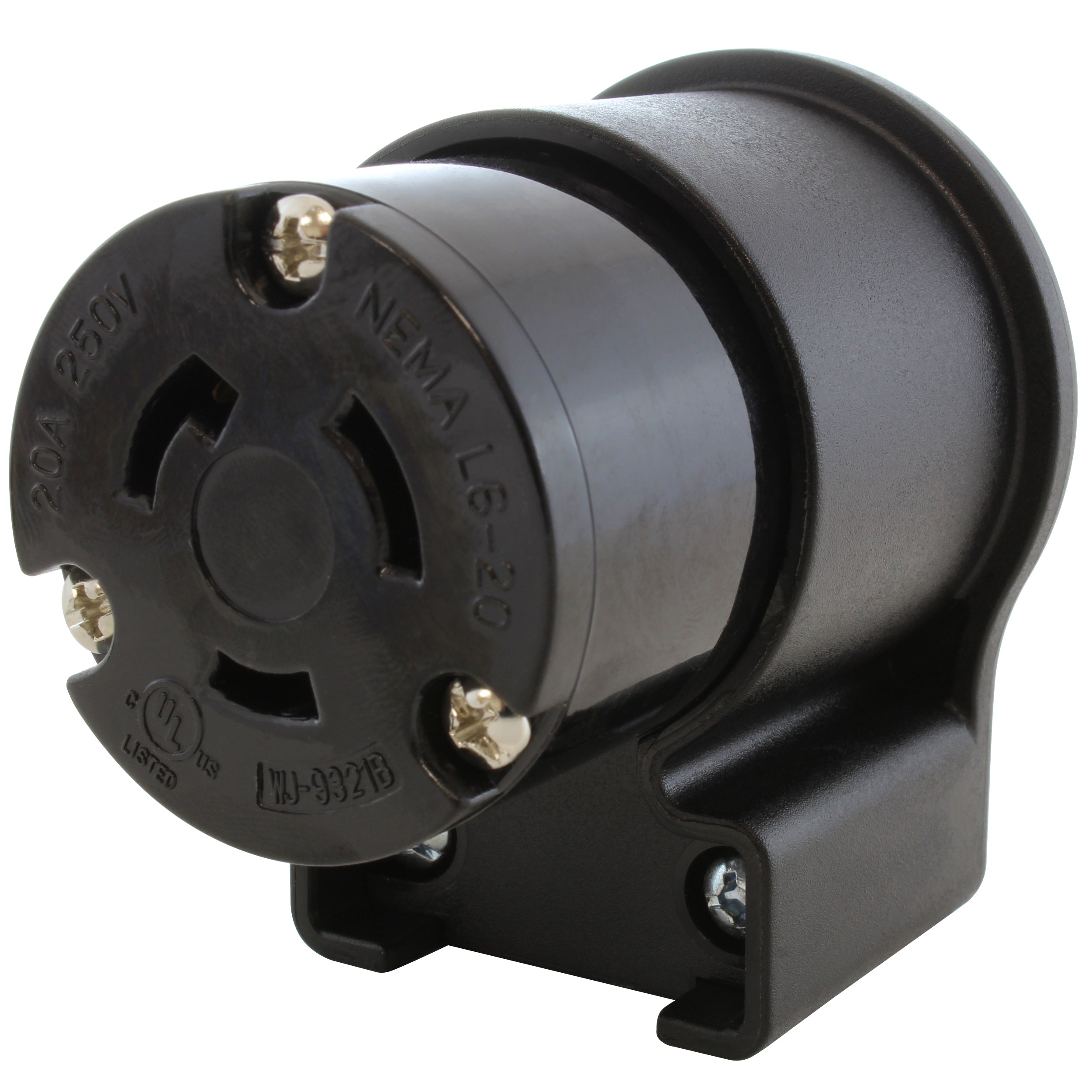 AC WORKS® [ASEL620R] NEMA L6-20R 20A 250V 3-Prong Elbow Locking Female Connector With UL, C-UL Approval
