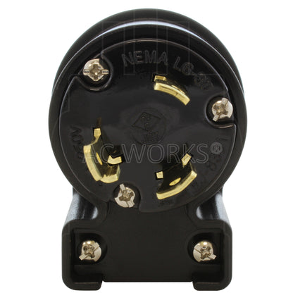 AC WORKS® [ASEL630P] NEMA L6-30P 30A 250V 3-Prong Elbow Locking Male Plug With UL, C-UL Approval