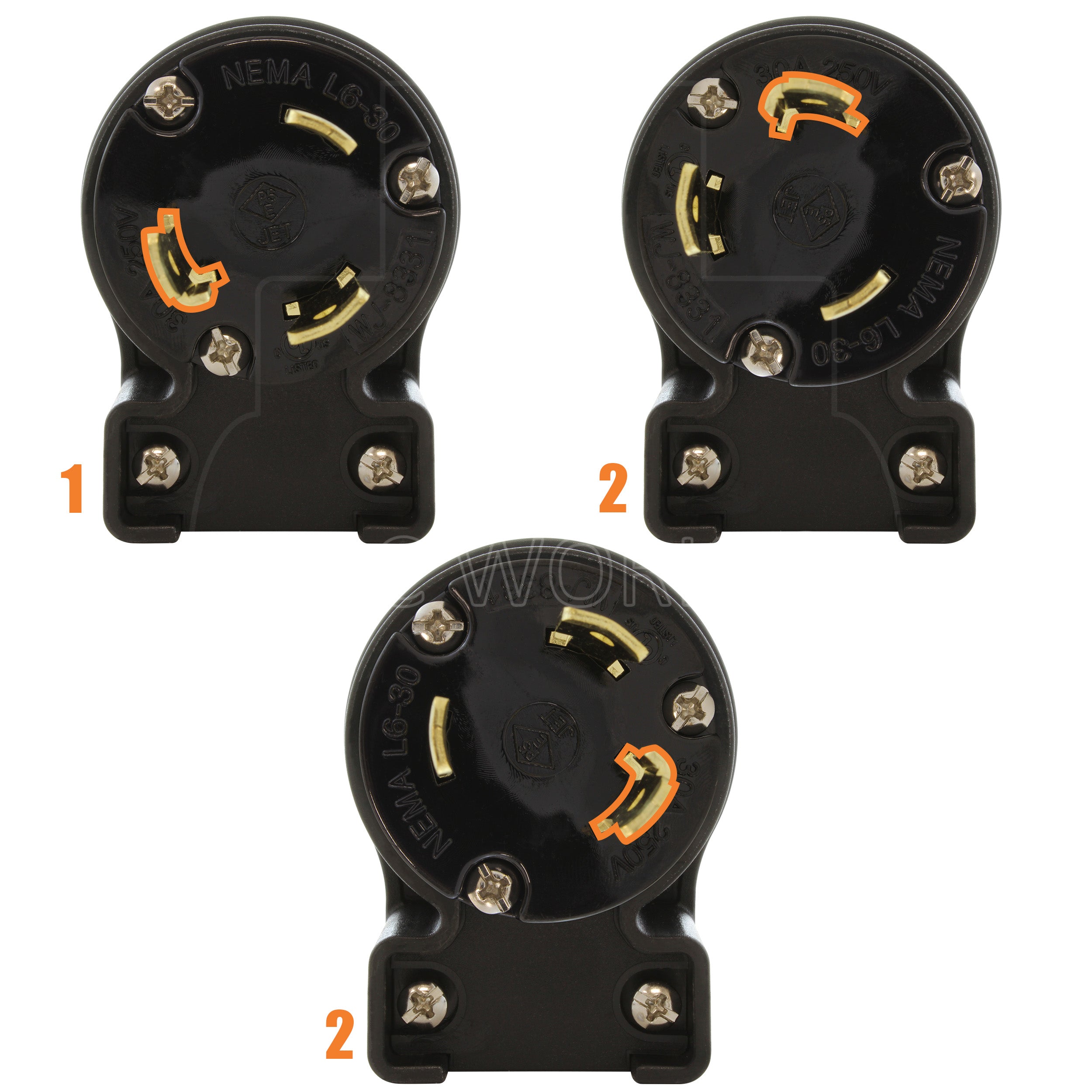 3 different angle positions for plug