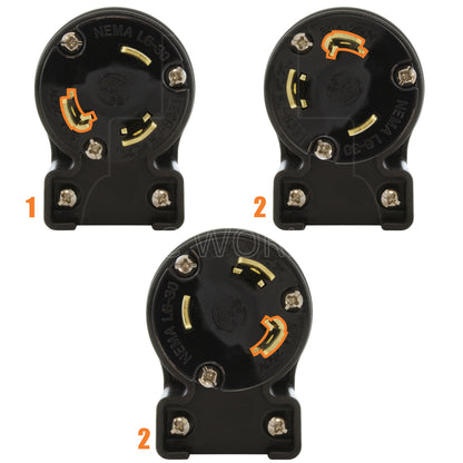 3 different angle positions for plug