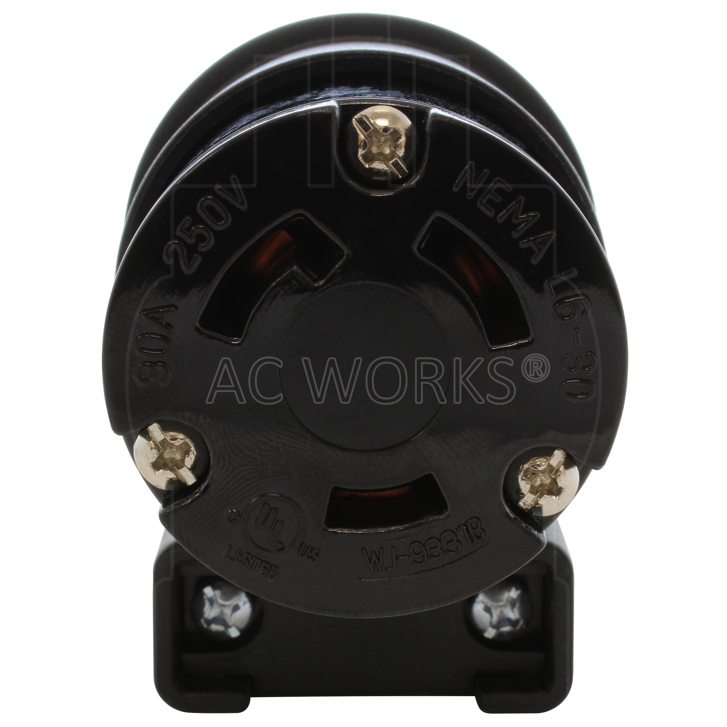 AC WORKS® [ASEL630R] NEMA L6-30R 30A 250V 3-Prong Elbow Locking Female Connector With UL, C-UL Approval