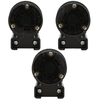 AC WORKS® [ASEL630R] NEMA L6-30R 30A 250V 3-Prong Elbow Locking Female Connector With UL, C-UL Approval