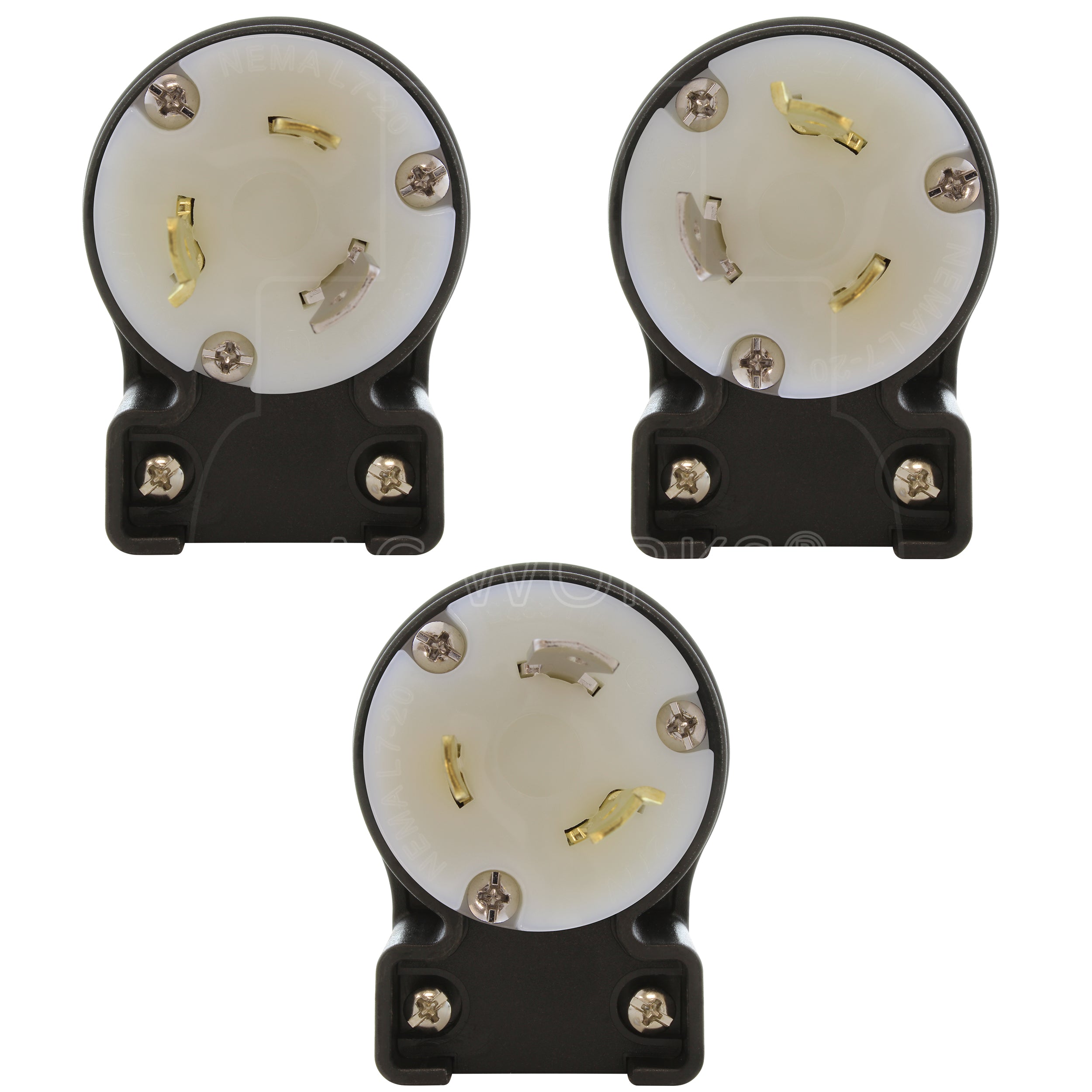 AC WORKS® [ASEL720P] NEMA L7-20P 20A 277V 3-Prong Elbow Locking Male Plug With UL, C-UL Approval