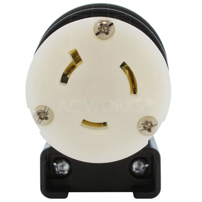AC WORKS® [ASEL720R] NEMA L7-20R 20A 277V 3-Prong Elbow Locking Female Connector With UL, C-UL Approval