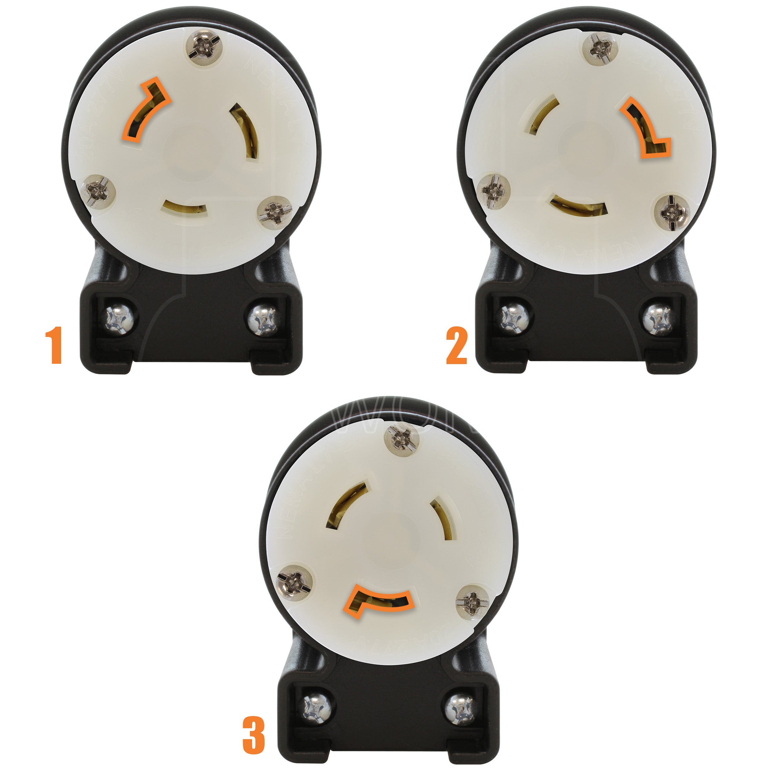 3 different angle positions for connector