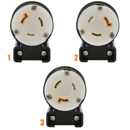 3 different angle positions for connector