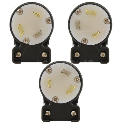 AC WORKS® [ASEL730P] NEMA L7-30P 30A 277V 3-Prong Elbow Locking Male Plug With UL, C-UL Approval