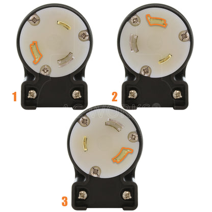 3 different angle positions for plug