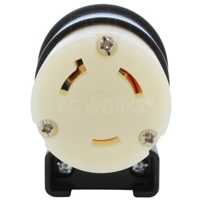 AC WORKS® [ASEL730R] NEMA L7-30R 30A 277V 3-Prong Elbow Locking Female Connector With UL, C-UL Approval