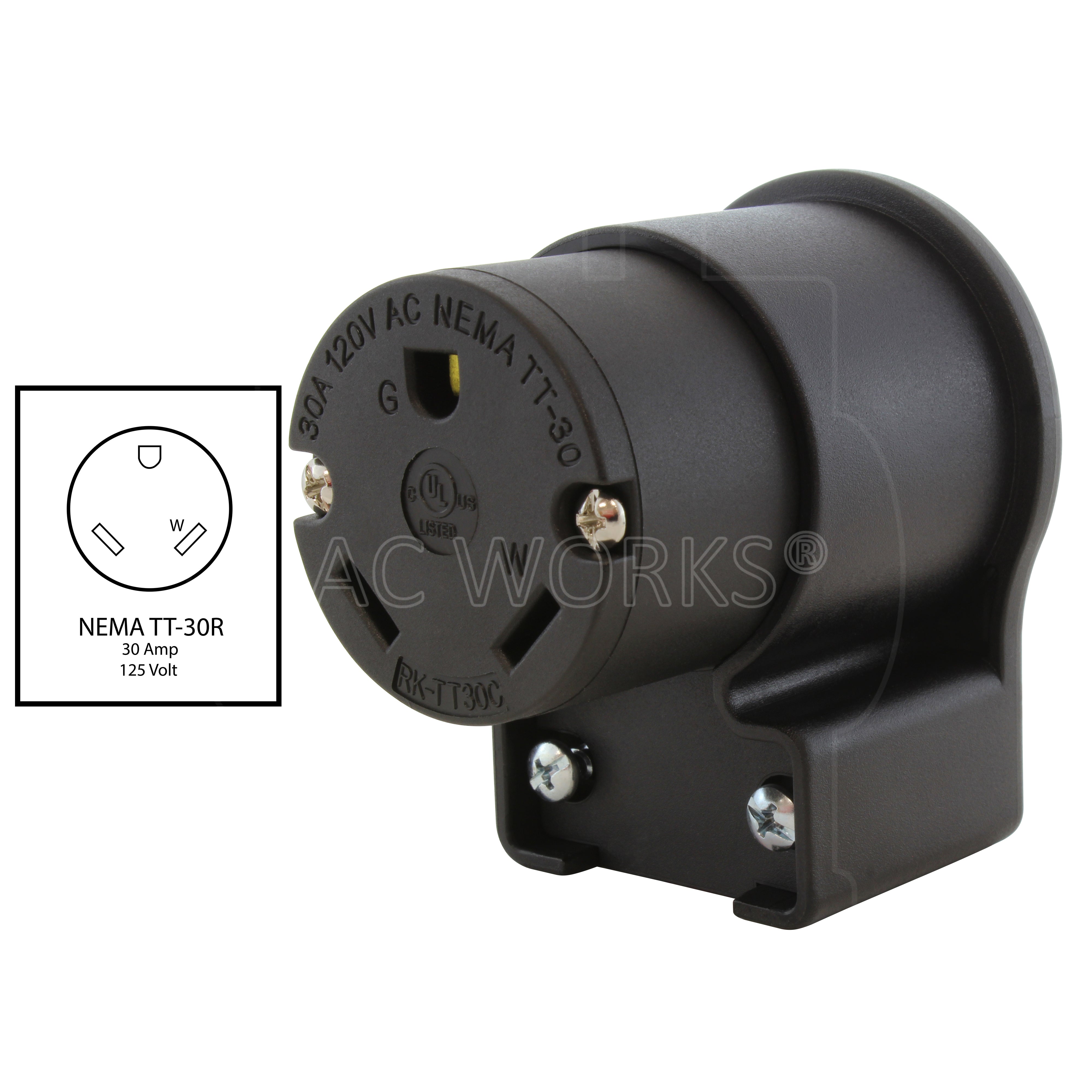 NEMA T-30R 30A 125V 3-prong female connector