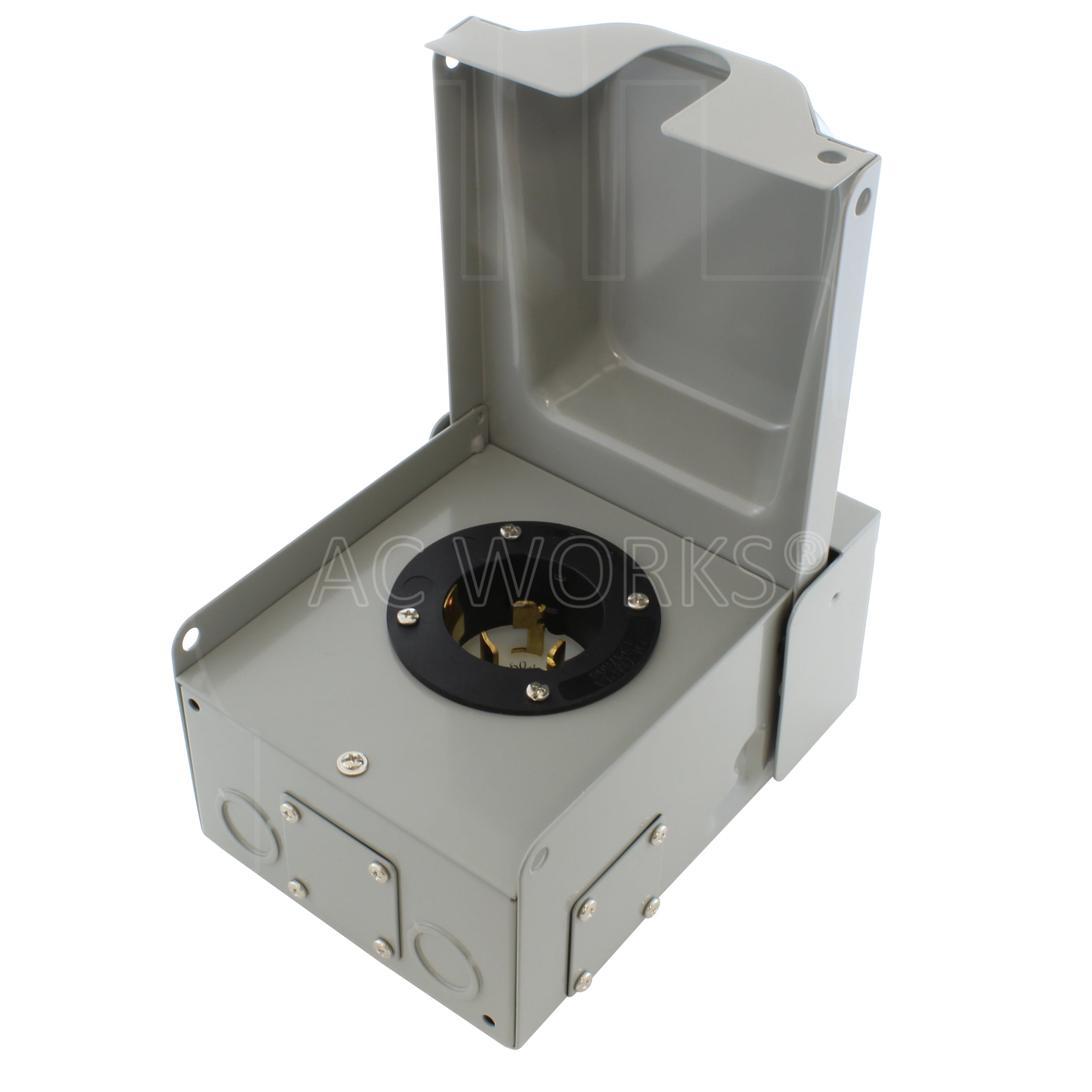 AC WORKS® [ASINSS2PBX] 50A Locking 4-Wires CS6375/ SS2-50 Heavy-Duty Transfer Switch Inlet Box