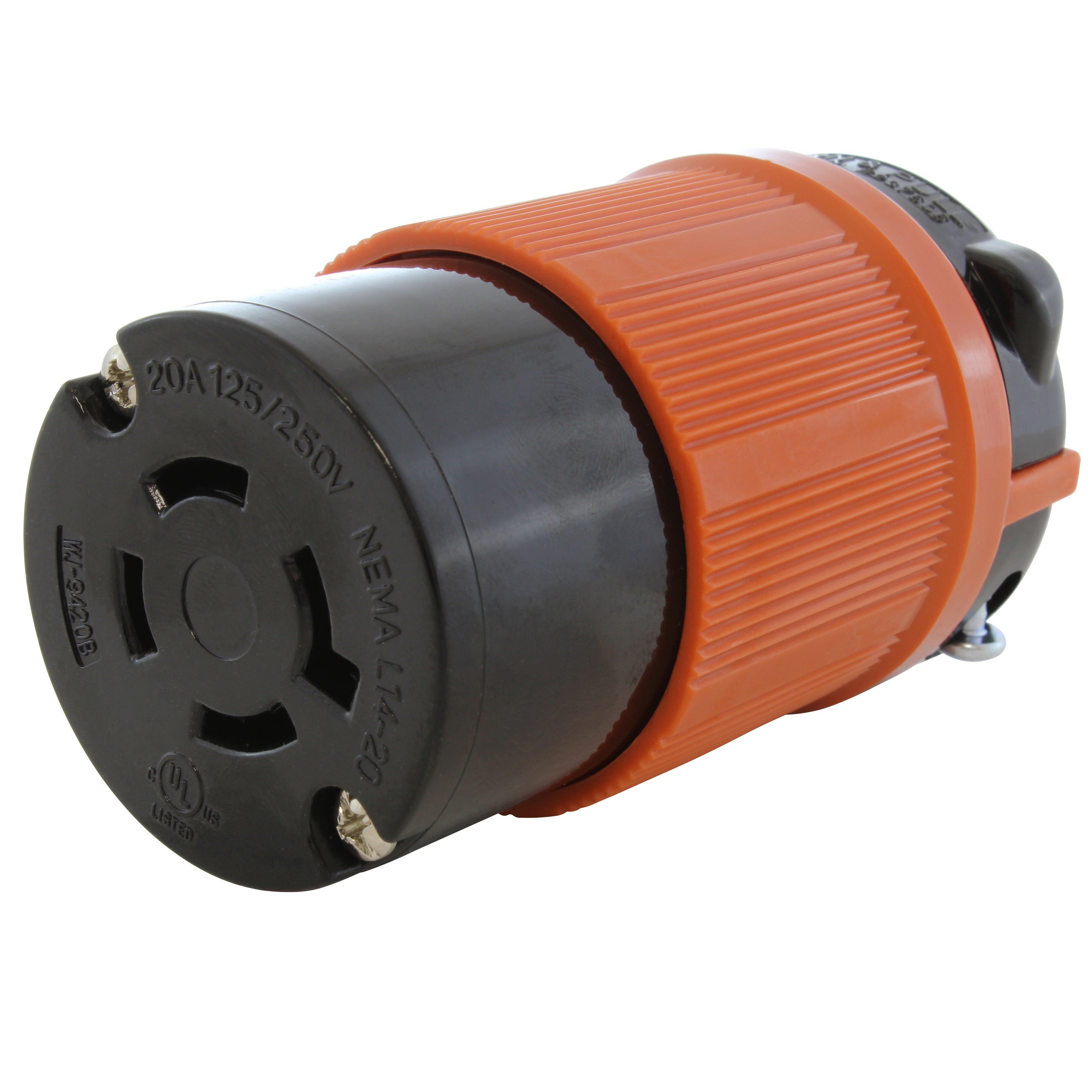 AC WORKS® [ASL1420R] NEMA L14-20R 20A 125/250V 4-Prong Locking Female Connector UL C-UL Approval