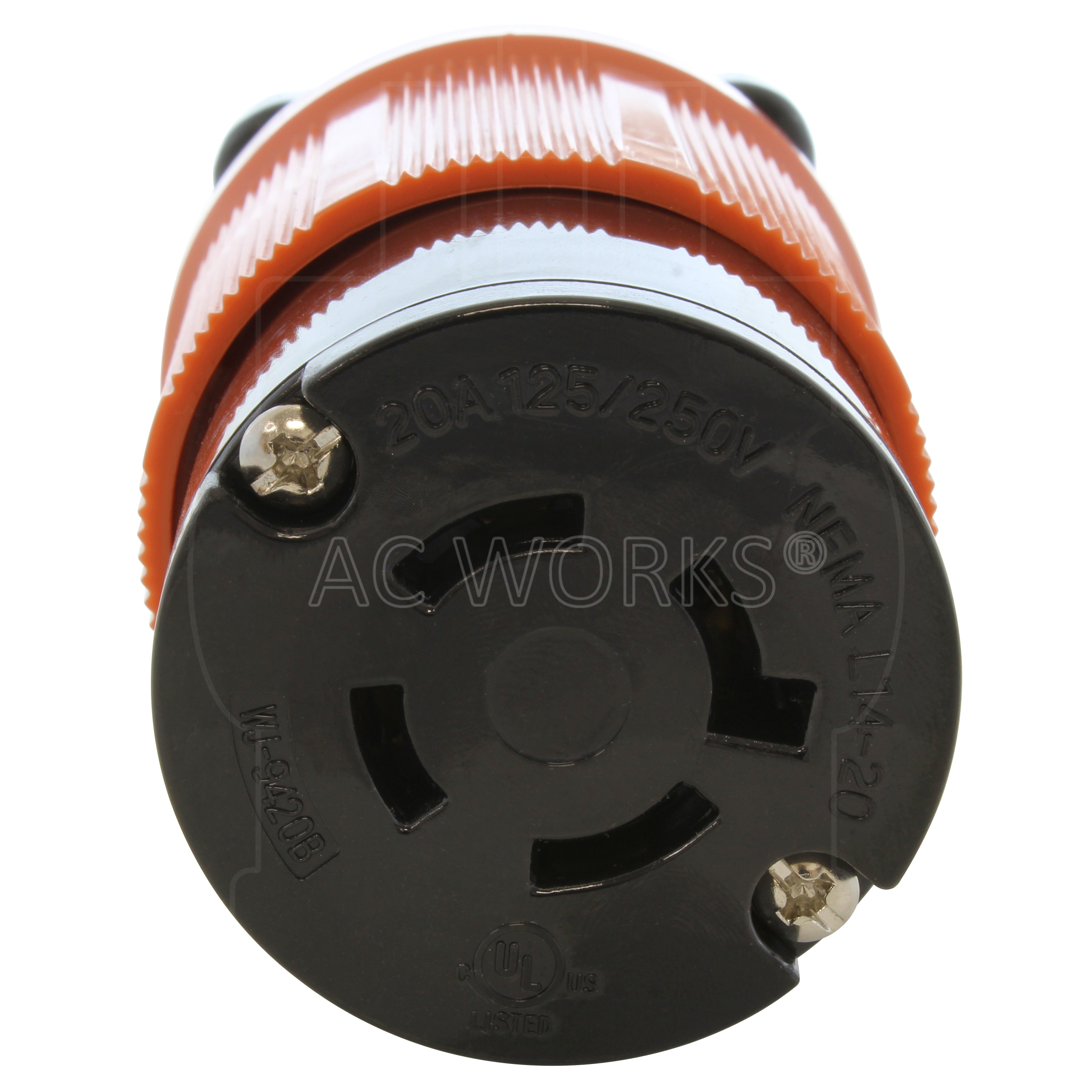 AC WORKS® [ASL1420R] NEMA L14-20R 20A 125/250V 4-Prong Locking Female Connector UL C-UL Approval