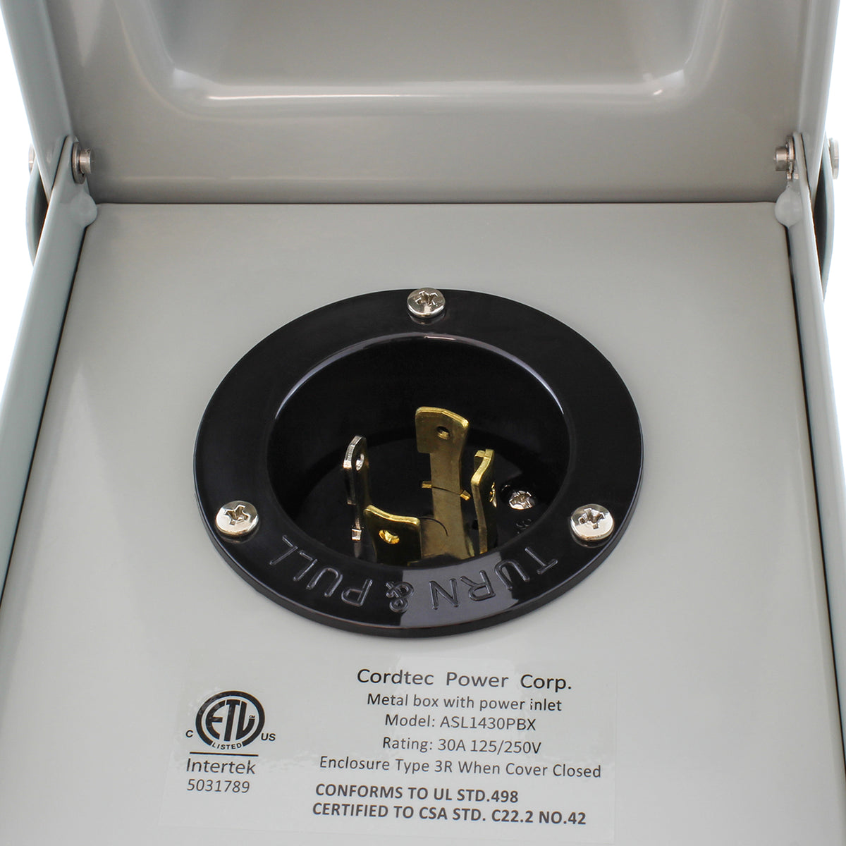 AC WORKS® [ASL1430PBX] 30A Locking 4-Prong L14-30 Heavy-Duty Generator Transfer Switch Inlet Box