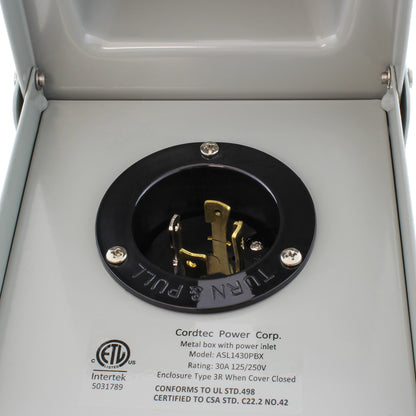 AC WORKS® [ASL1430PBX] 30A Locking 4-Prong L14-30 Heavy-Duty Generator Transfer Switch Inlet Box