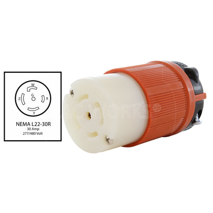 NEMA L22-30R 30A 277/480V 5-prong connector