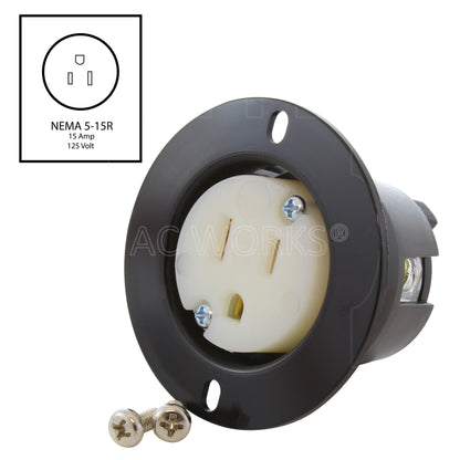 AC WORKS® [ASOU515R] 15A 125V Household Flanged Outlet cULus Certified
