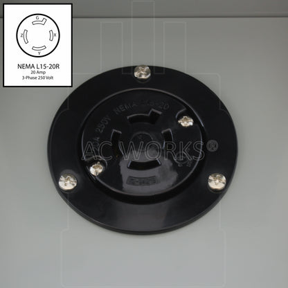 AC WORKS® [ASOUL1520BX] L15-20 20A 3-Phase 250V 4-Prong Locking Heavy-Duty Outlet Box