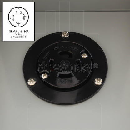 AC WORKS® [ASOUL1530BX] L15-30 30A 3-Phase 250V 4-Prong Locking Heavy-Duty Outlet Box