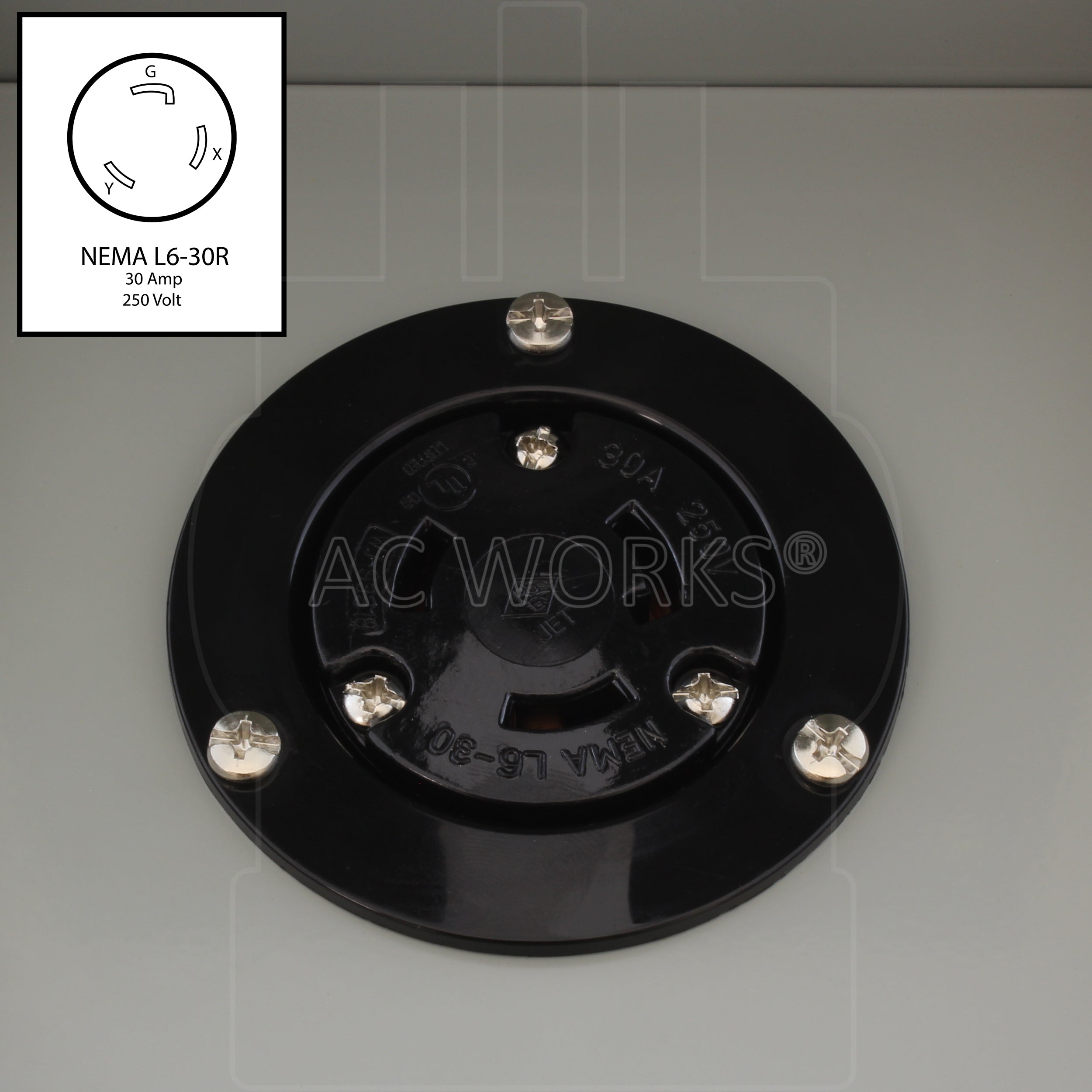 AC WORKS® [ASOUL630BX] L6-30 30A 250V 3-Prong Locking Heavy-Duty Industrial Outlet Box