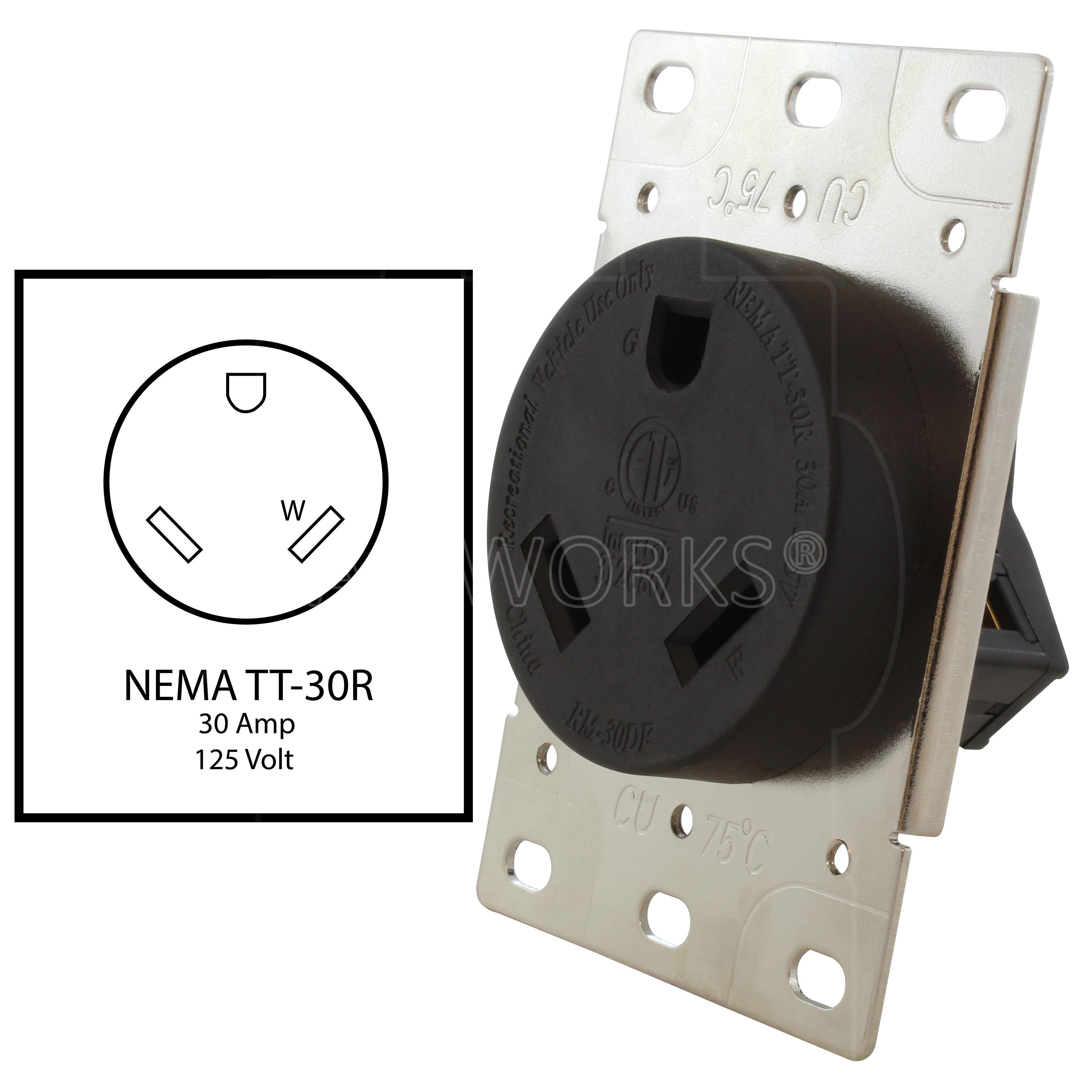 NEMA TT-30R 30A 125V travel trailer outlet