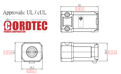 AC WORKS® [ASQ515R] NEMA 5-15R 15A 125V Clamp Style Square Household Female Connector with UL, C-UL Approval