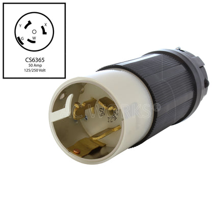 AC WORKS® [CS6365-RK] California Standard CS6365 50A 125/250V 4-Wires Locking Male Plug