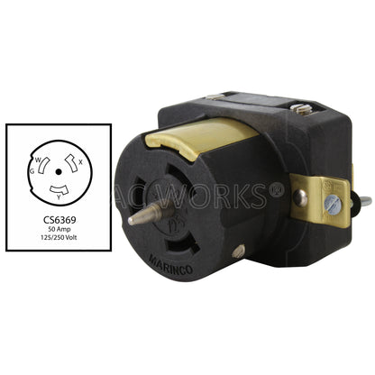 AC WORKS® California Standard CS6369 50A 125/250V 4-Prong Locking Receptacle