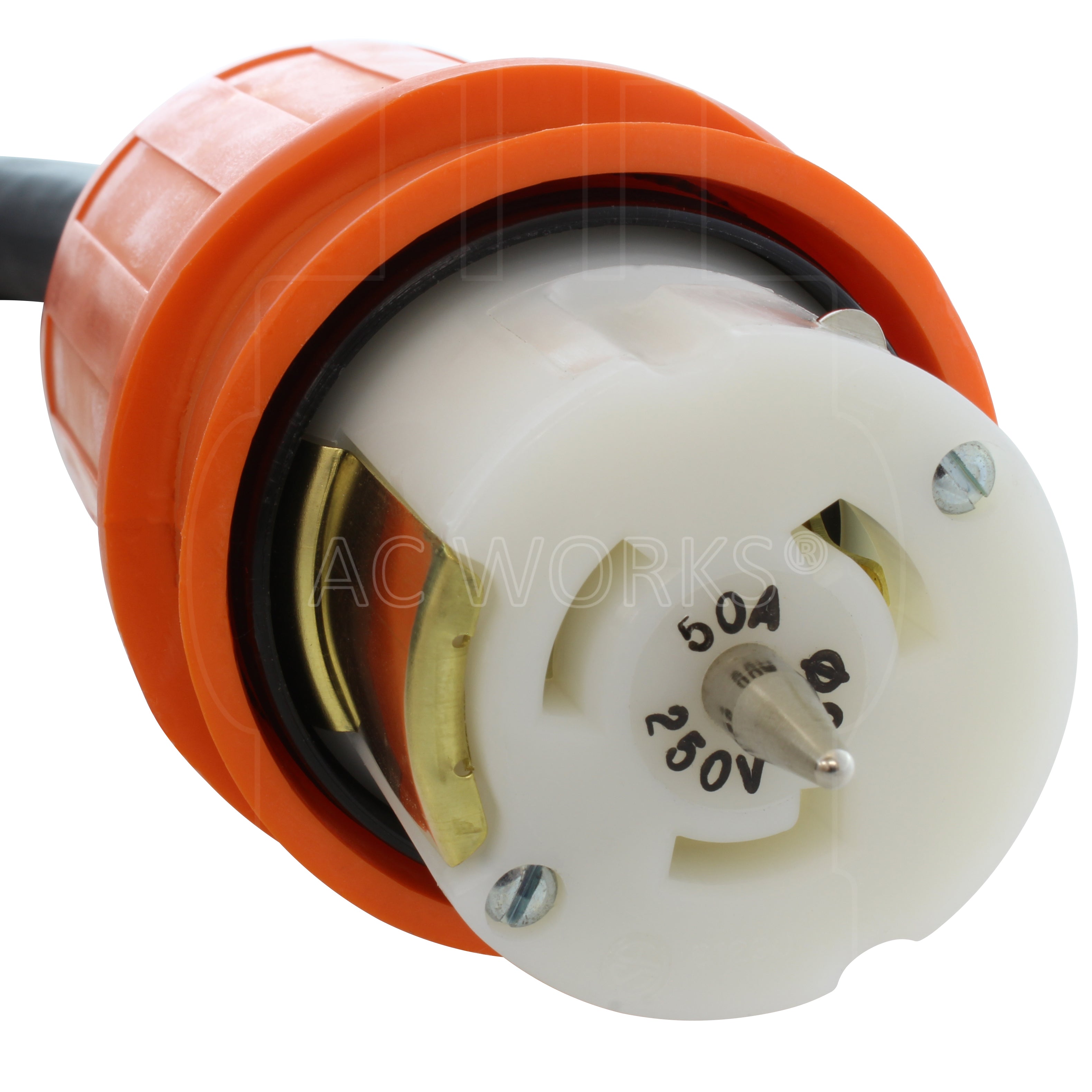 AC WORKS® [CS8365T64] SOOW 6/4 CS8365 to CS8364 50A 3-Phase 250V Rubber Extension Cord