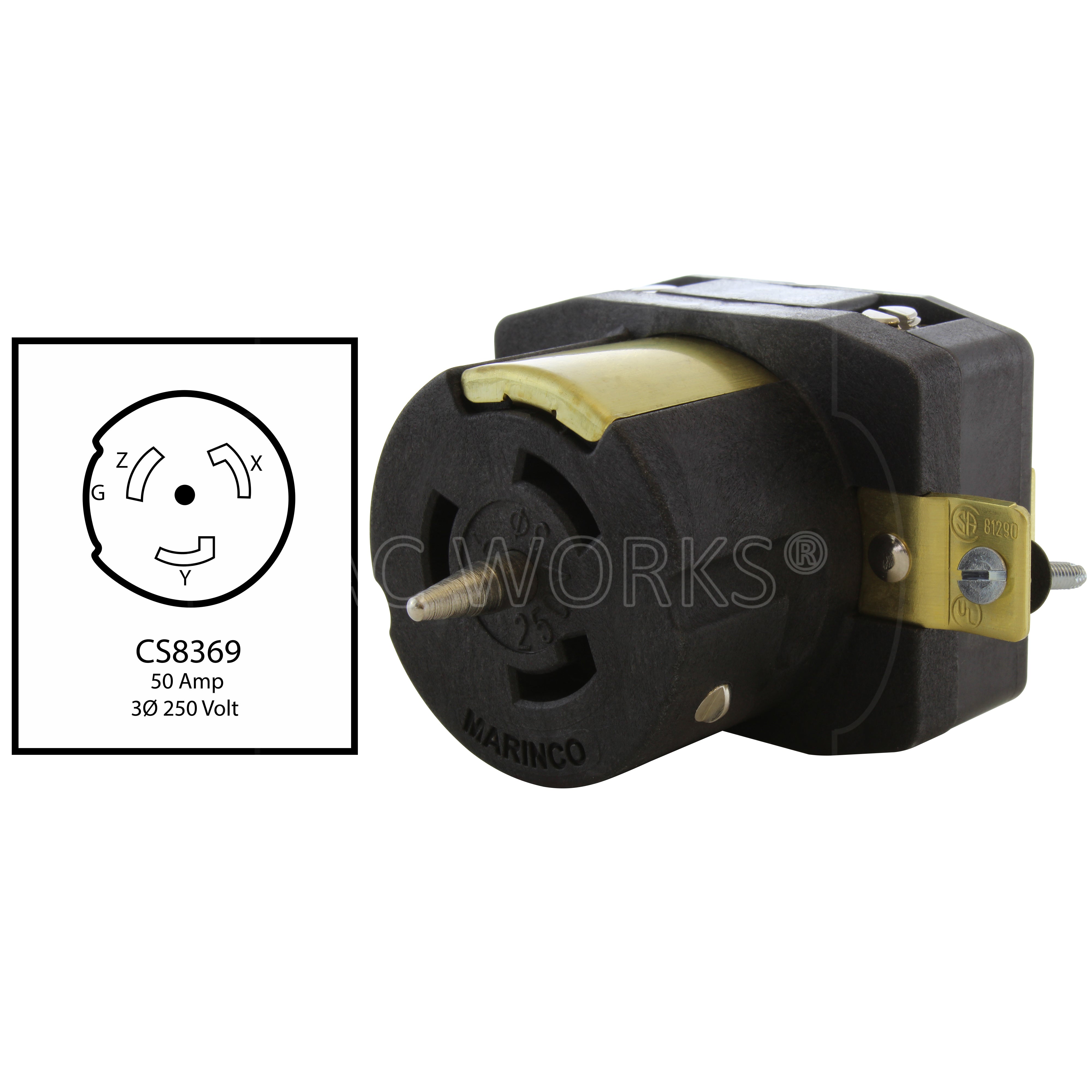 CS8369 50A 3-phase 250V receptacle