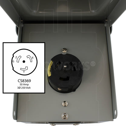 AC WORKS® [CS8369BX] CS8369 50A 3-Phase 250V 4-Prong Locking Heavy-Duty Outlet Box