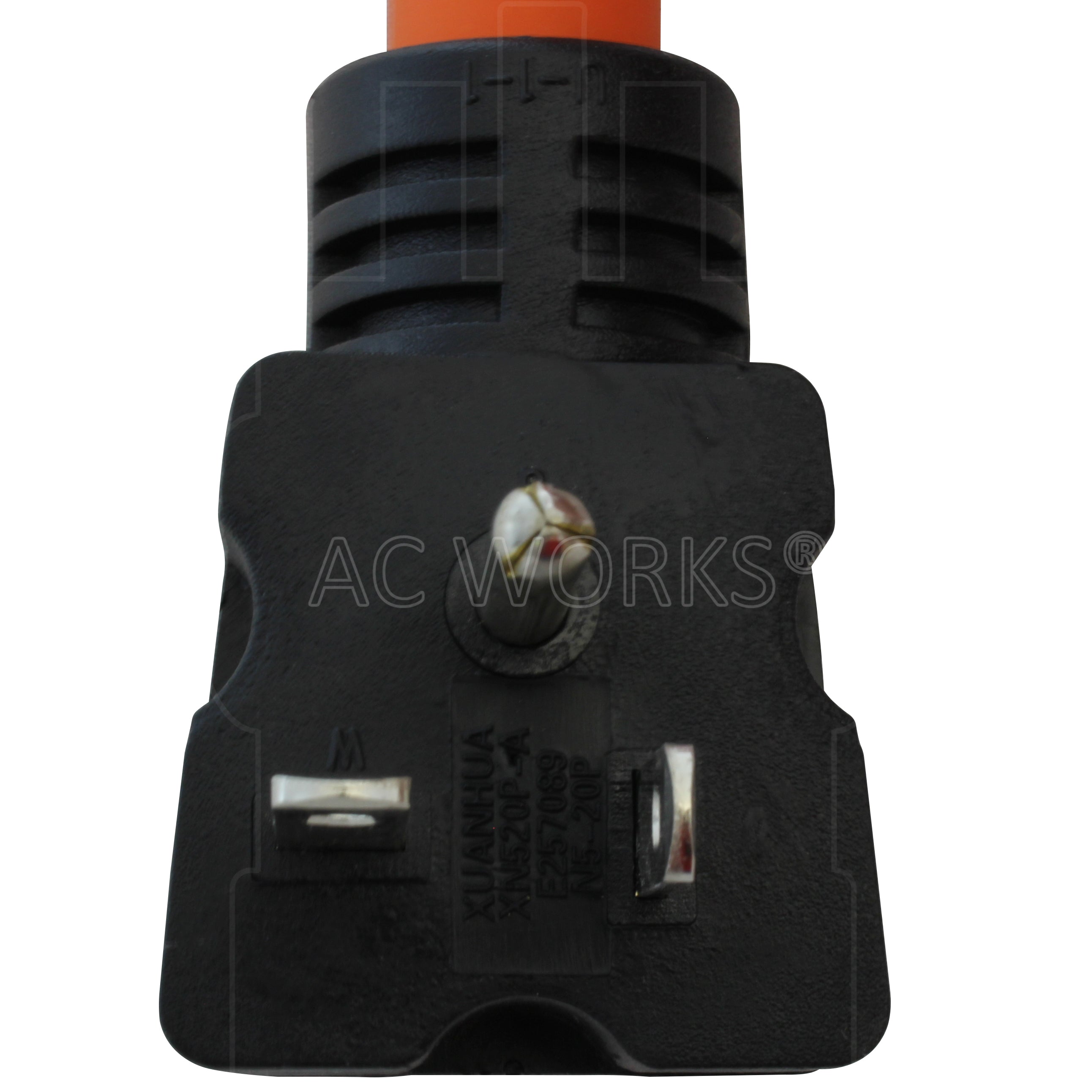 AC WORKS® [E520L520-012] 1FT NEMA 5-20P 20A 125V Plug to Locking 20 Amp L5-20R Female Connector