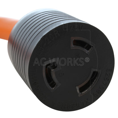 AC WORKS® [E520L520-012] 1FT NEMA 5-20P 20A 125V Plug to Locking 20 Amp L5-20R Female Connector