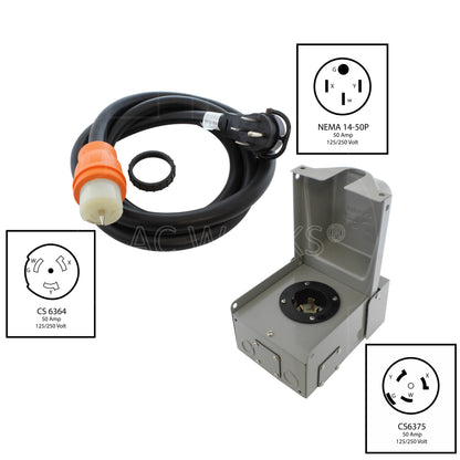 AC WORKS® [EP1450KIT] 50A Emergency Power Kit with SS2-50 Inlet Box