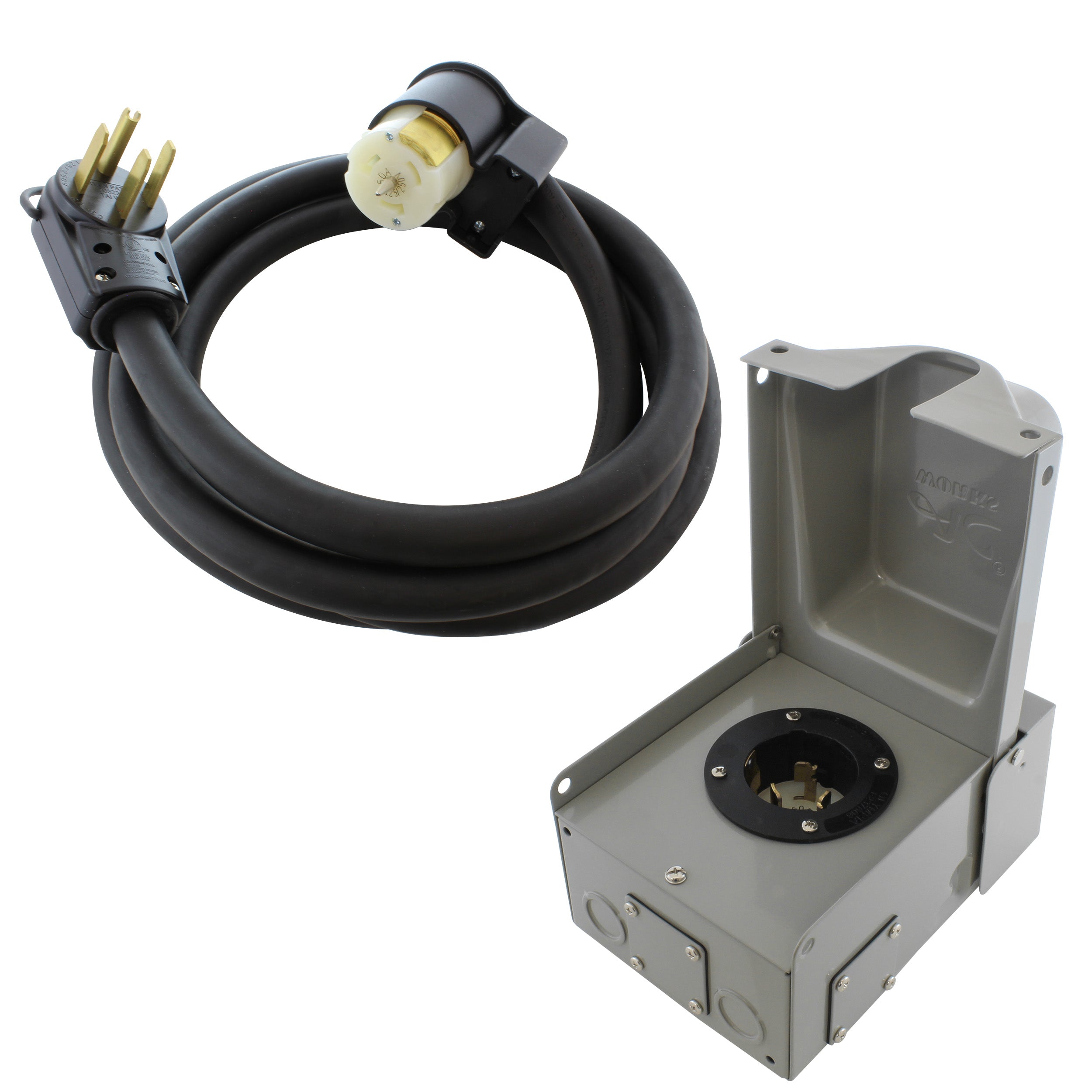 AC WORKS® [EPE1450KIT] 50A Emergency Power Kit with SS2-50 Inlet Box & Power Cord