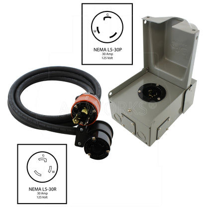 AC WORKS® [EPL530KIT] Generator Emergency Power Kit with L5-30 Inlet Box