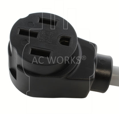 AC WORKS® [RVL5301450-018] 1.5FT RV Adapter 30A 125V L5-30P Generator Locking Plug to RV 50A 14-50R Adapter