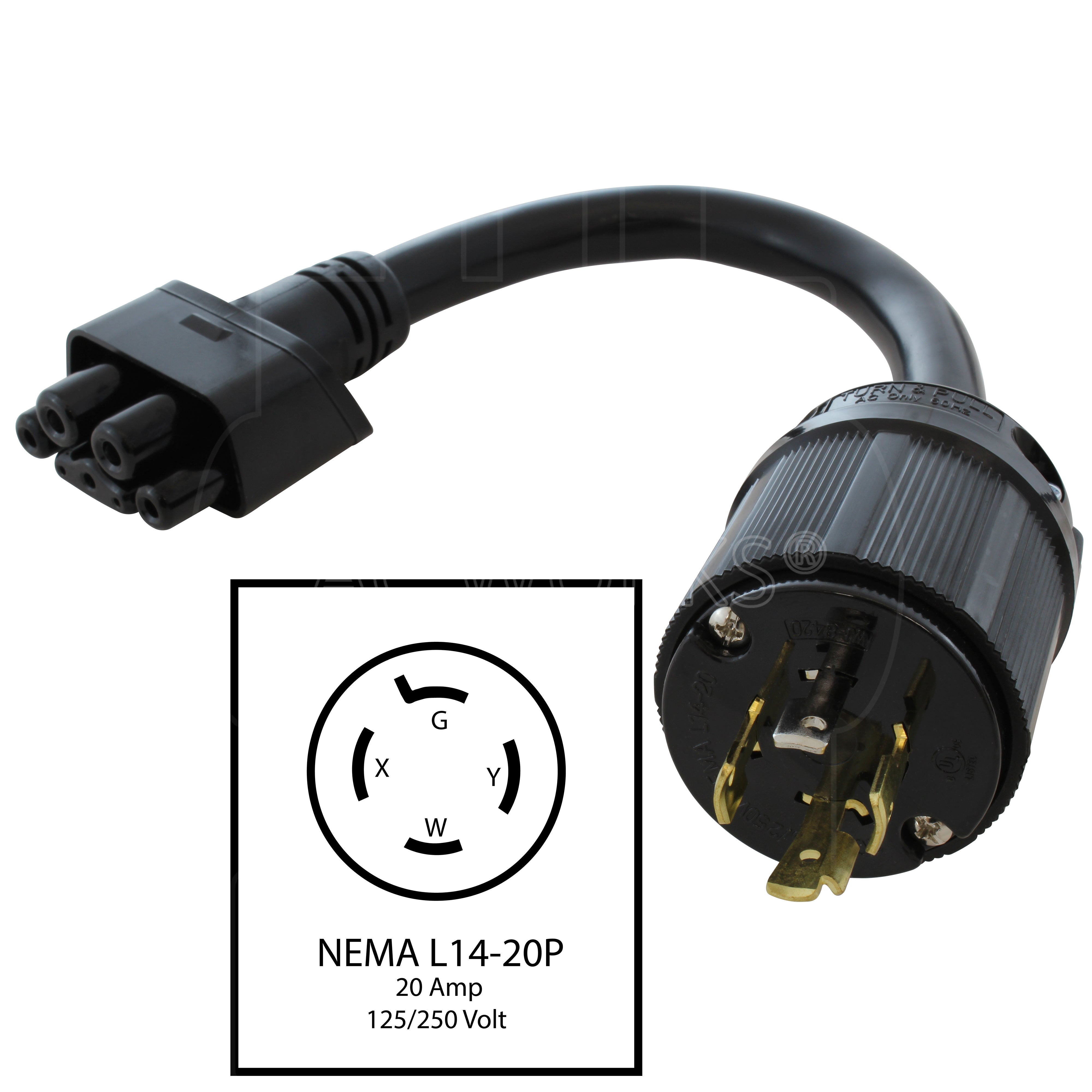 NEMA L14-20P to Gen II mobile charger