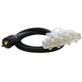 AC WORKS® [L1420F520-05BKLT] 5FT L14-20P 4-Prong 20A Locking Plug to (4) 15/20A Household PDU With Power Indicator Lights