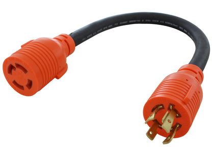 AC WORKS® [L1420L1430-018] 1.5ft 20A 4-Prong 125/250V L14-20P Plug to L14-30R 30A 4-Prong 125/250V Connector